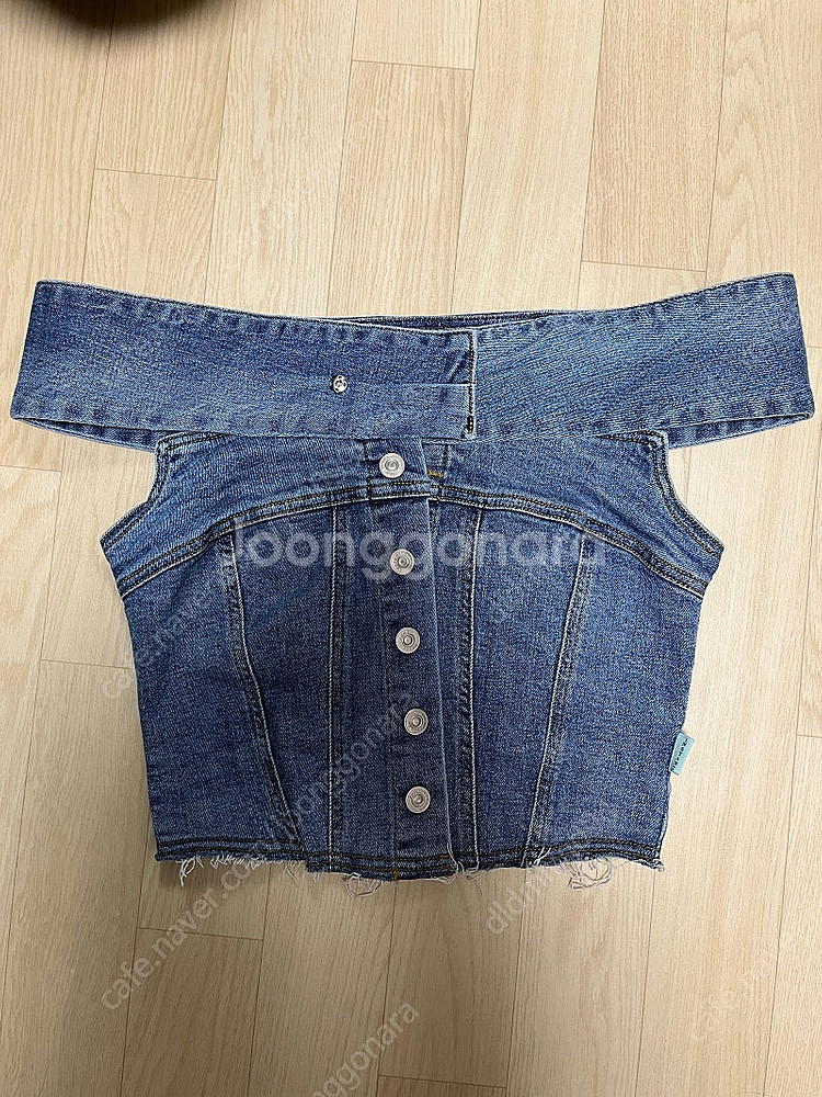 인스턴트펑크 오프숄더 데님 블라우스 - 블루--0