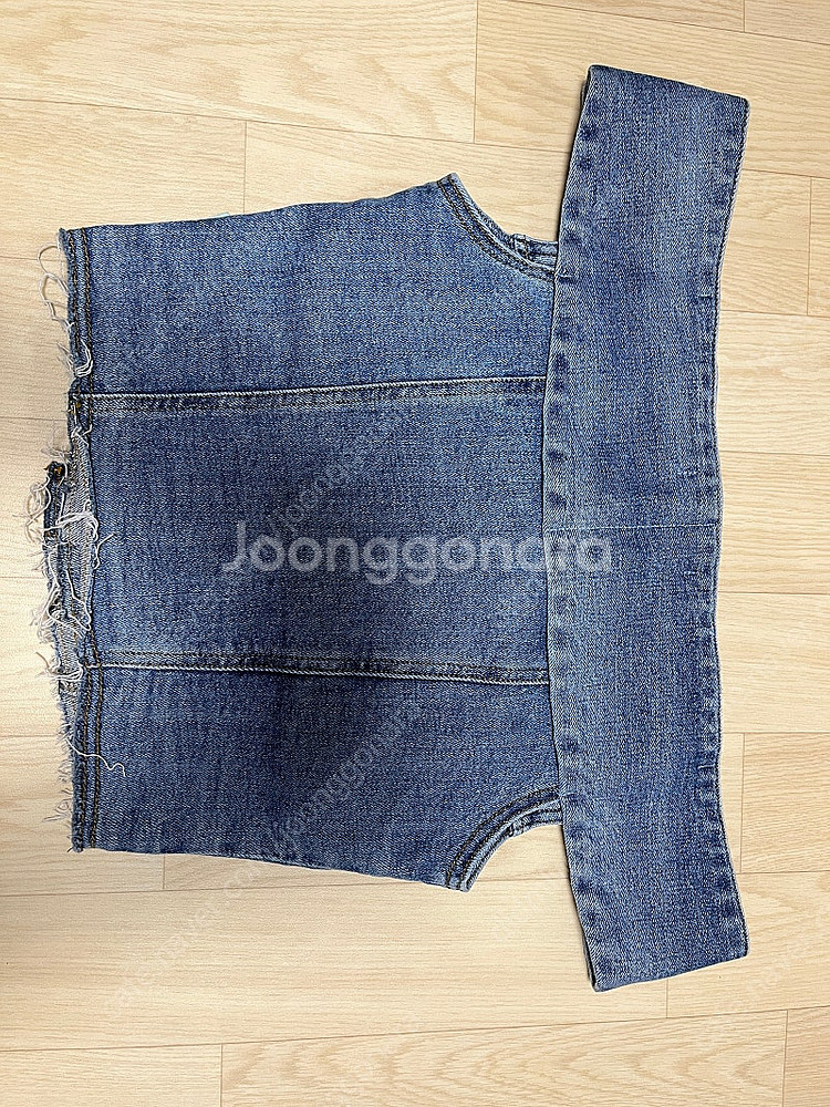 인스턴트펑크 오프숄더 데님 블라우스 - 블루--6