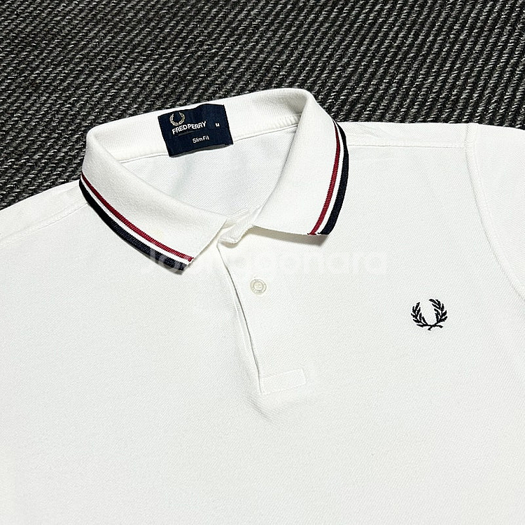 Fredperry 프레드페리 트윈 팁 화이트 반팔 카라...--2