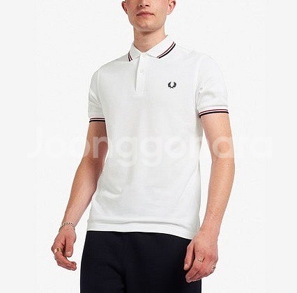 Fredperry 프레드페리 트윈 팁 화이트 반팔 카라...--4