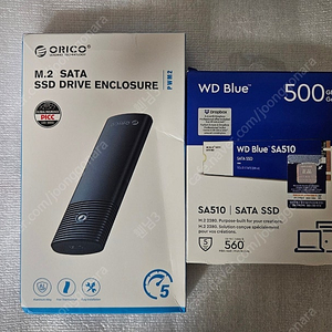 오리코 Orico 알루미늄 외장 SSD 케이스 새제품+WD Blue SA510 M.2 SATA 500GB SSD 새제품 국내 정품 1. Western Digital WD Blue