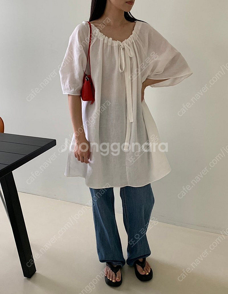 린넨 롱 블라우스 새상품--3
