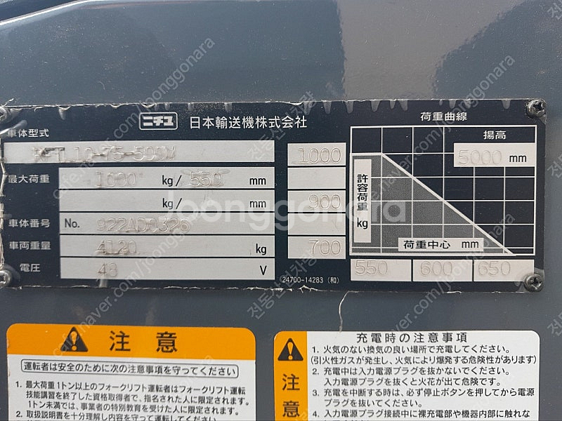 니찌유 삼방향지게차 1.0톤 3단 5000MM 3300...--7