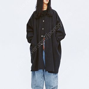 아조바이아조 코튼 오버핏 코트 블랙 새제품