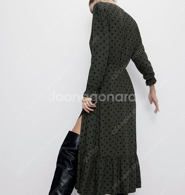 새상품 자라 카키도트 롱 원피스 미듐M 택가격79000--3
