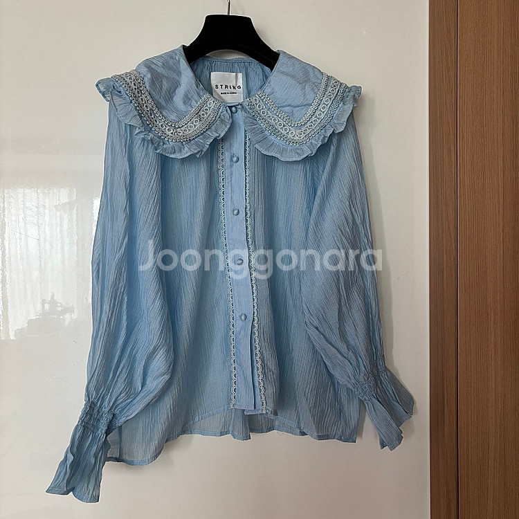 프릴 빅카라 엔틱 에뚜왈 벌룬 퍼프 아일렛 레이스 블라...--1