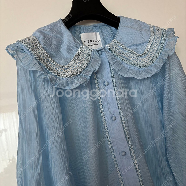프릴 빅카라 엔틱 에뚜왈 벌룬 퍼프 아일렛 레이스 블라...--3