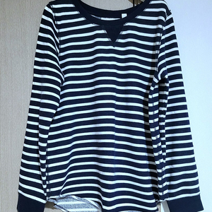 H&m 면100%뒷지퍼포인트 레오파드 가로스트라이프 면티셔츠 S