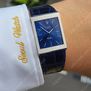 [정품] 롤렉스 셀리니 점보 탱크 블루 화이트골드 18K 금통 빈티지 (Rolex Cellini Tank Square 18K WG Vintage)