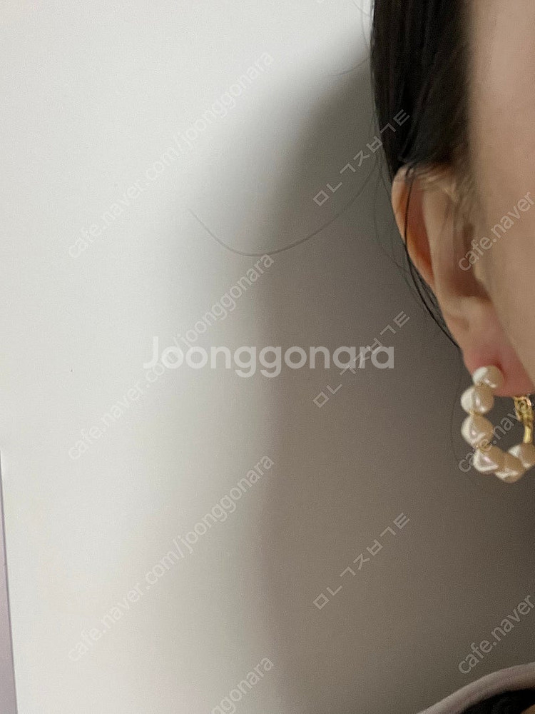 (새상품)진주 링 귀걸이 반택포--1