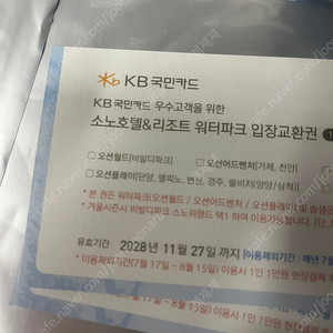국민 로블카드 소노호텔 워터파크 입장권
