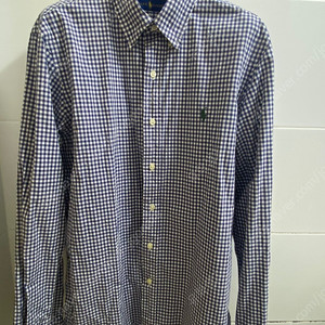 남성 폴로 신형 테그 네이비 포플린 깅엄 체크 긴팔 셔츠 M 사이즈 Polo Ralph Lauren 랄프로렌