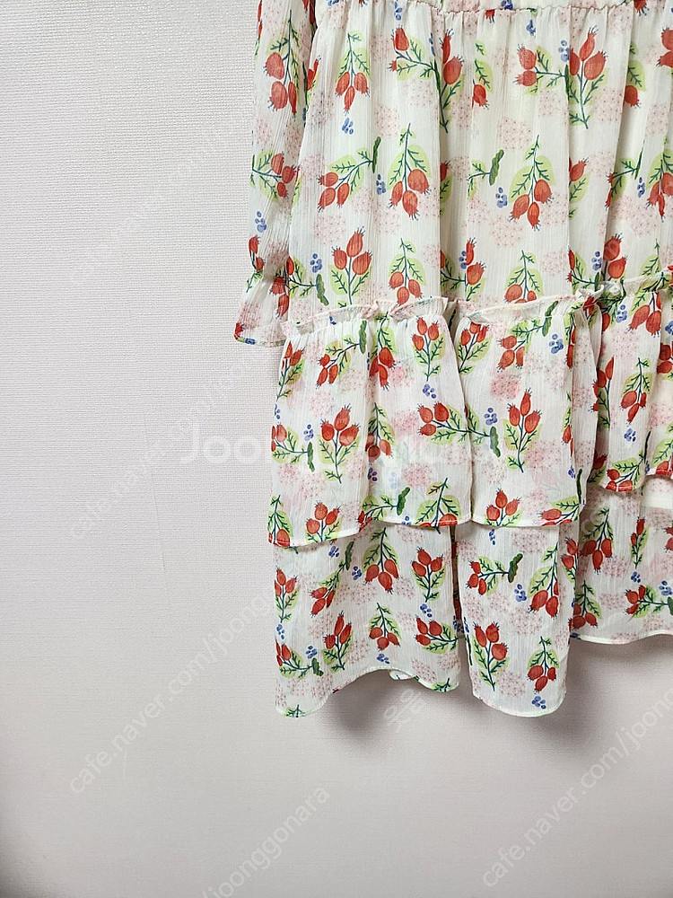 130사이즈 티파니 꽃무늬 쉬폰 원피스--3