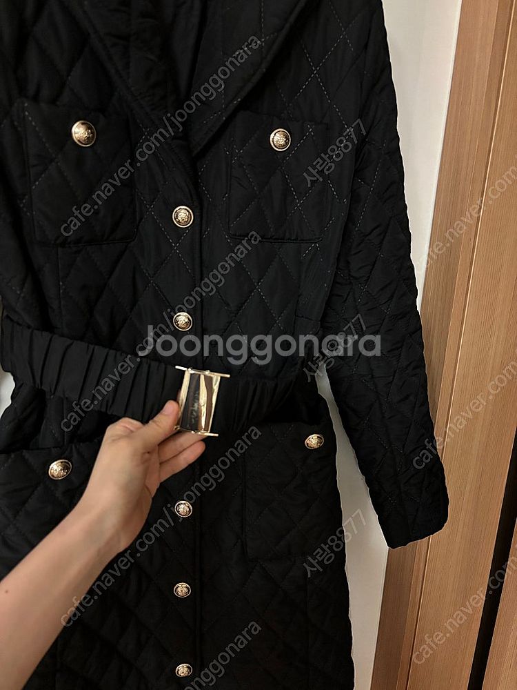 제시뉴욕 금장단추 퀼팅 누빔 벨트 패딩 점퍼자켓 올드머...--3