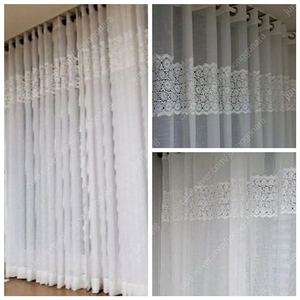 레이스 커튼 슈퍼특대형 침실 거실 커튼 꽃집게 타이백 세트 (620×230cm) #새상품#