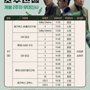<정가~/통로석> 6월7일 소주전쟁 무대인사 이제훈 A열~ 통로석,단석,2연석 양도 코엑스 월드타워 수지 판교 광교 수원AK
