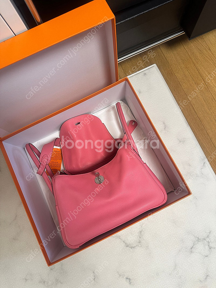 에르메스 린디백 26 핑크 로즈아잘레--0