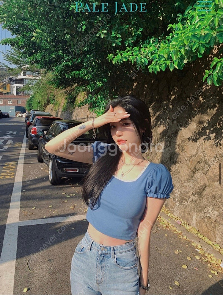 *새상품급* 페일제이드: 레이스 퍼프 반팔 크롭티: 네...--3