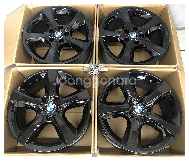 BMW E70 X5 18인치 순정 흠집없는 블랙 휠--0
