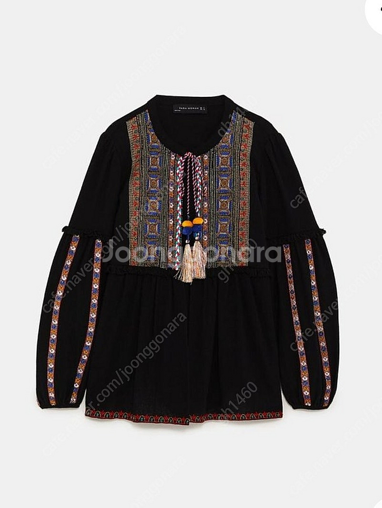 새상품 zara 자라 자수 태슬 블랙 자켓 L 라지--3