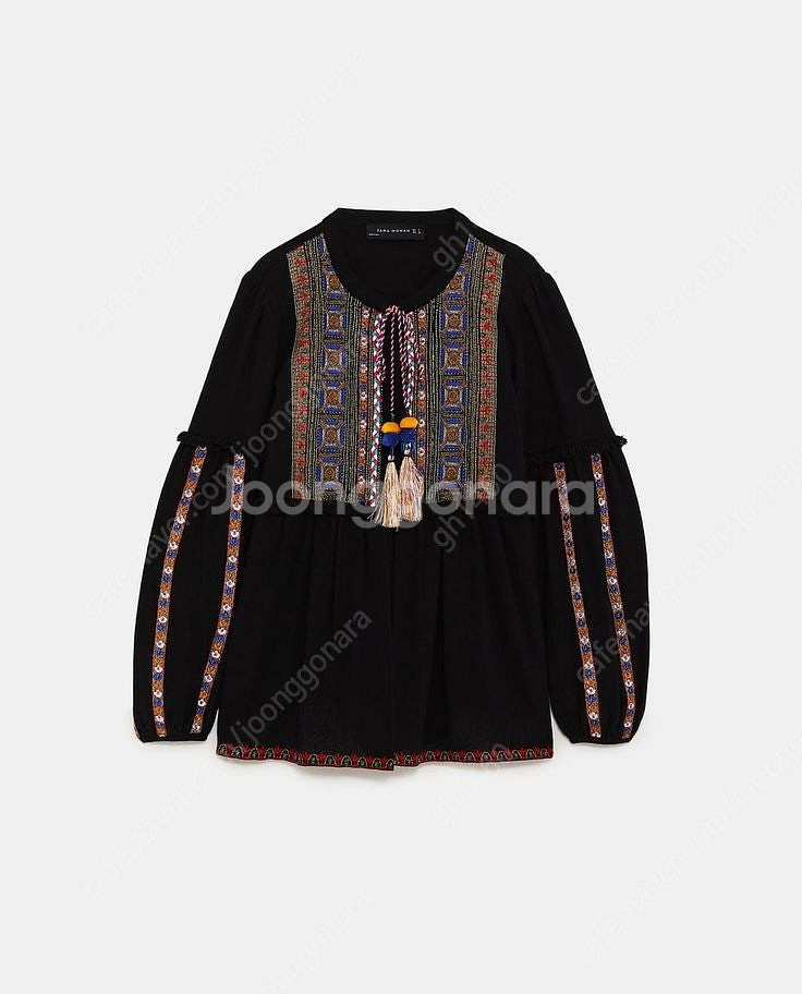 새상품 zara 자라 자수 태슬 블랙 자켓 L 라지--4