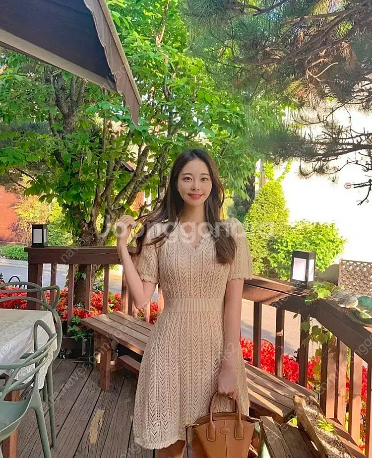 로아르 코지코튼 크로쉐 크로셰 펀칭 니트원피스 베이지 ...--6