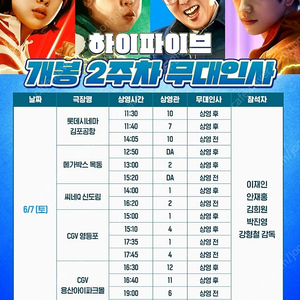<정가/통로석>6월7일,8일 하이파이브 무대인사 통로석,단석,2연석 양도 갓세븐 GOT7 박진영 용산 코엑스 왕십리 영등포