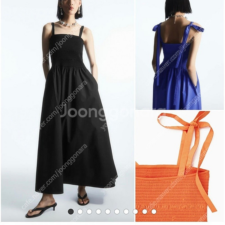 코스 타이 디테일 스모킹 미디 드레스--1