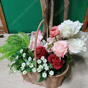 라탄 조화 꽃바구니
