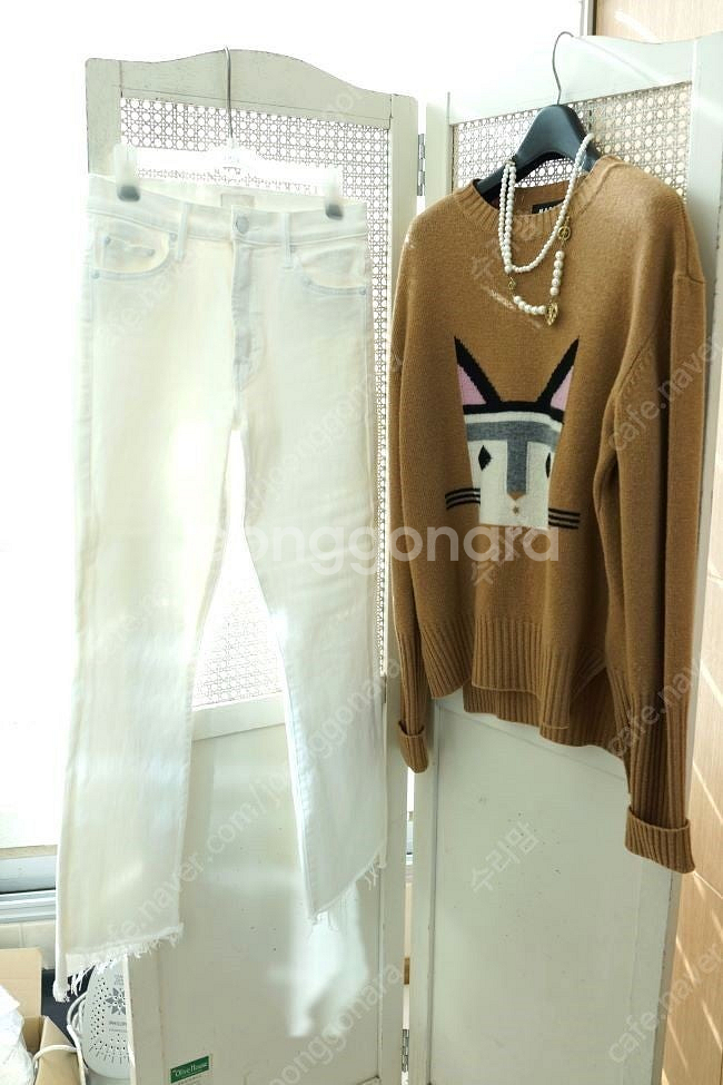 마인 컨트라스트 칼라 니트 탑,레이어드 점퍼,마더 진--0