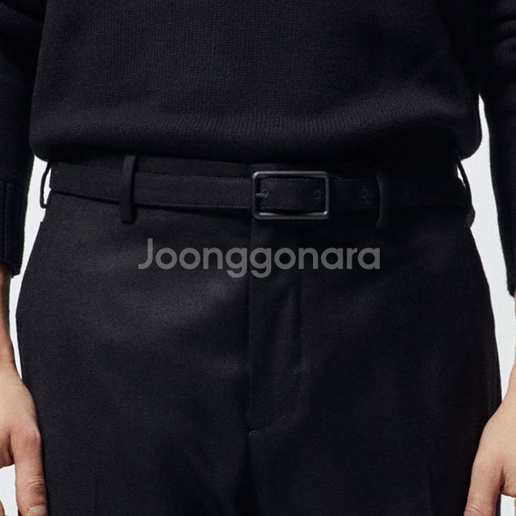 100% 울 모직 정장바지 벨트 포함 벨티드 팬츠 슬렉...--1