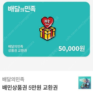 배달의민족 배민 5만원기프티콘잔액분할권 유효기간1년