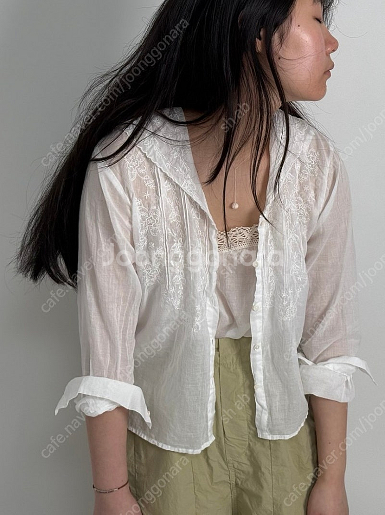 넬 샤인 자수 블라 화이트--0