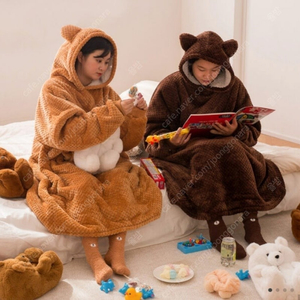 집순이 곰돌이 후드 담요 남녀공용 브라운 입는 담요 캠핑
