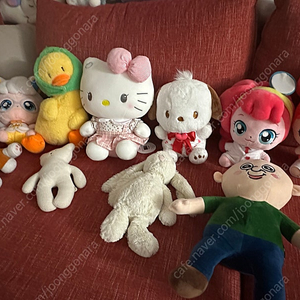 젤리캣, 티니핑, 키티, 포차코, 빵빵이, 오리, 시바개, 곰돌이 인형