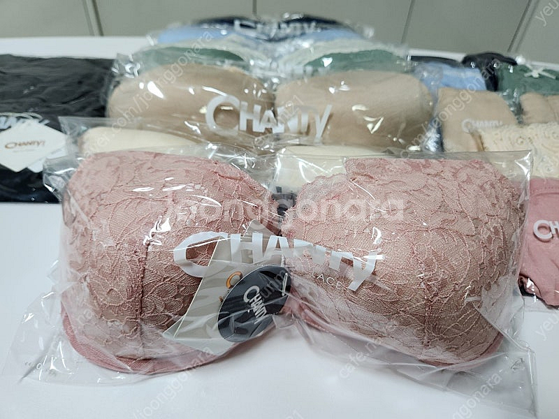 홈쇼핑 판매 여성 속옷 노와이어 브라팬티 세트 샹띠--1