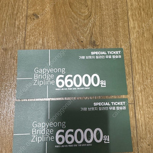 가평 브릿지 짚라인 탑승권 2매 일괄 66000원