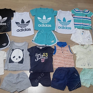남아동 여름 반팔 바지 티셔츠 상하복 90-110 23pcs 일괄