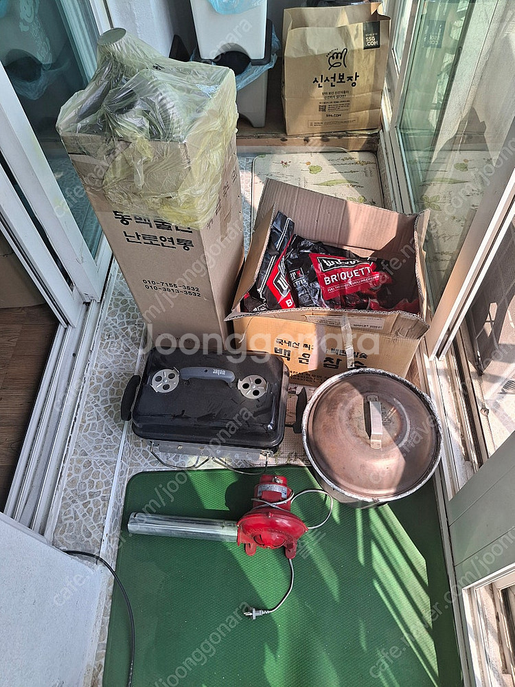 꾸버스 숯불장치통, 송풍기 점화기착화기세트 실내사용가능...--3