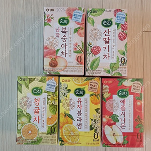 샘표 순작 과일허브티 애플시나몬/청귤차/산딸기차/유자블라썸/납작복숭아차 5종 일괄(반택포함)