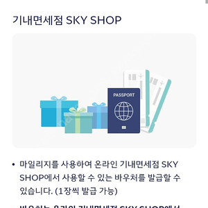 대한항공 온라인 기내면세점 SKY SHOP 100불 바우처 다수