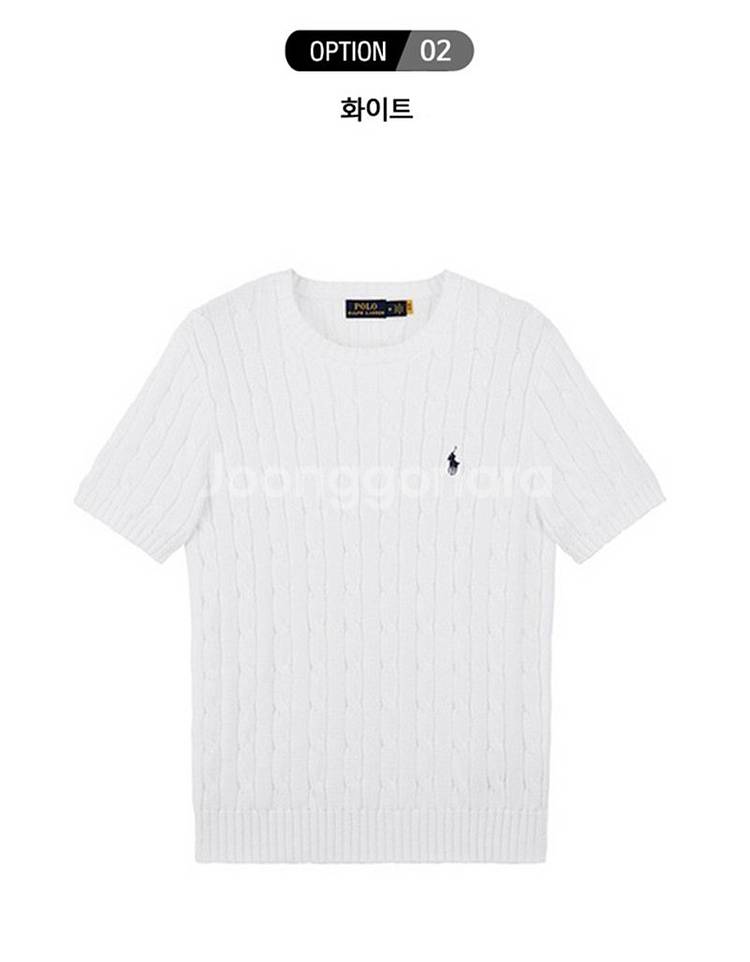 [정품 새상품]폴로 여성 케이블 반팔 니트 피마코튼 꽈...--7