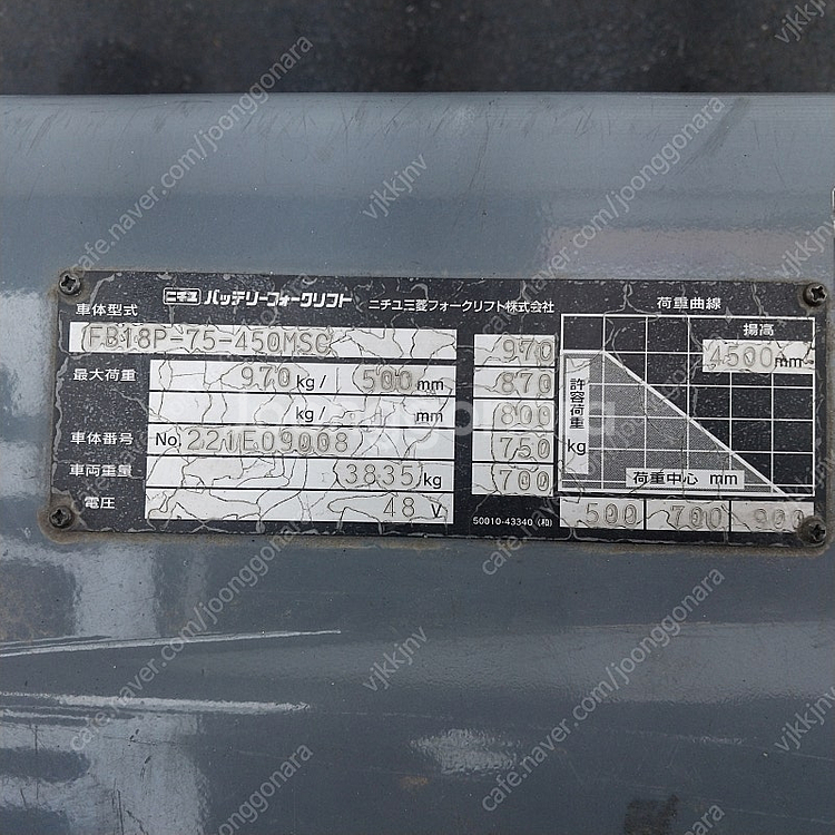 니찌유 중고 전동지게차 1.8톤 3단 4500MM 베일...--4