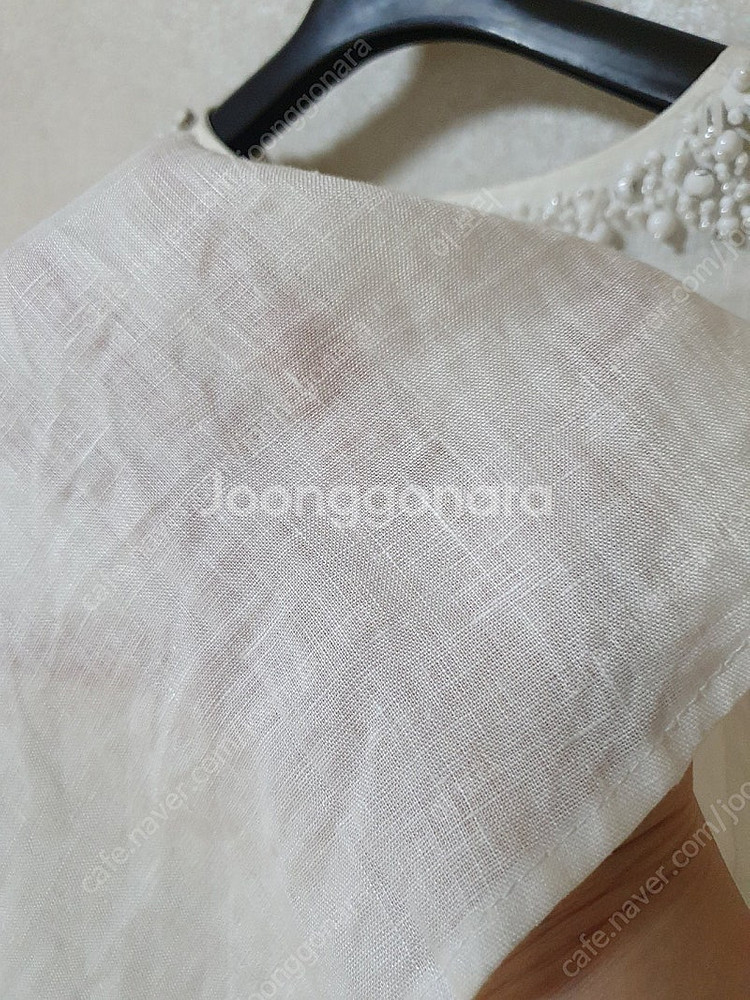 수입 비즈 어플리케 레이스 린넨 블라우스--9