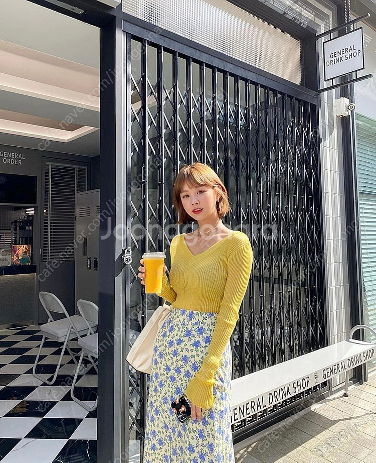 임블리 연노랑 롱스커트 플라이모델 반팔 노랑 니트--0