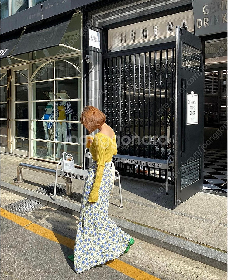 임블리 연노랑 롱스커트 플라이모델 반팔 노랑 니트--2