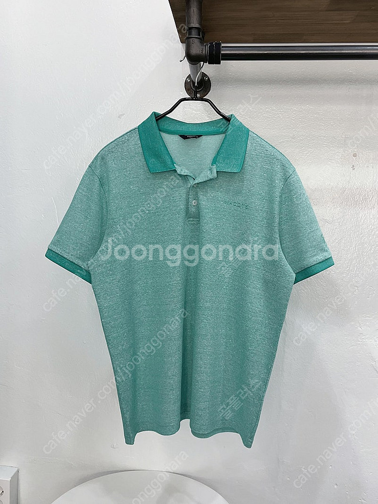 (105) 헤지스골프 민트그린 마소재 함유 카라넥 남성...--1