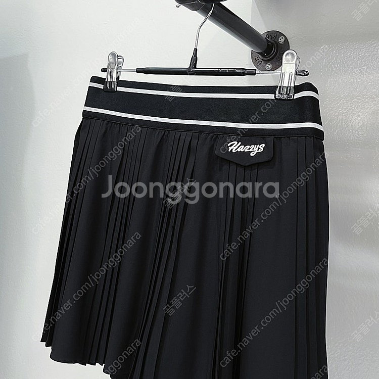 (67) 헤지스골프 블랙 허리밴딩 큐롯 플리츠스커트 골...--0