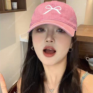 리본 핑크 볼캡 모자 새상품