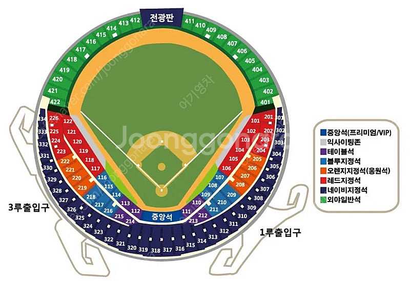 6/4 기아 vs 두산 3루 외야지정석 팔아요--0
